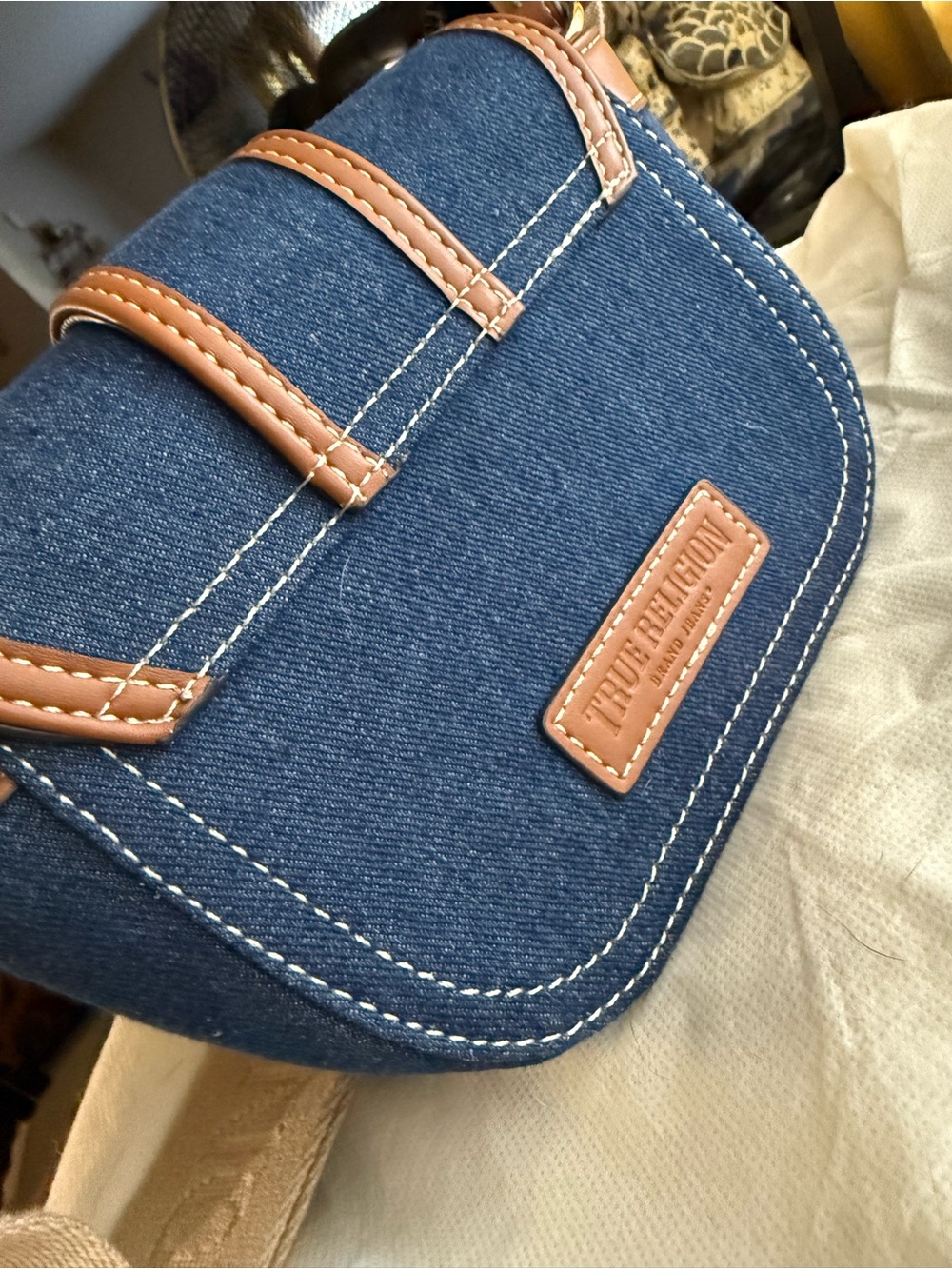 True Religion Dark Denim Crossbody Bag - Picture 2 of 8